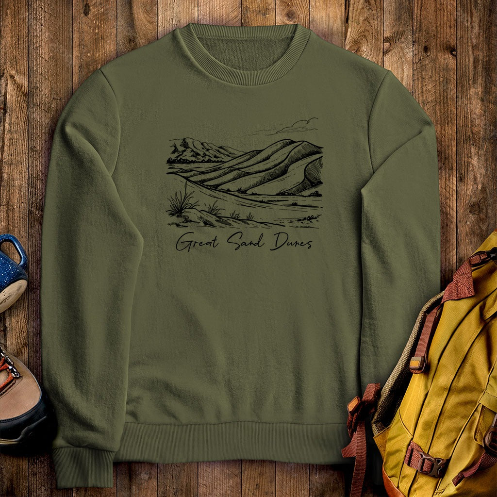 Great Sand Dunes Line Drawing Crewneck Sweatshirt