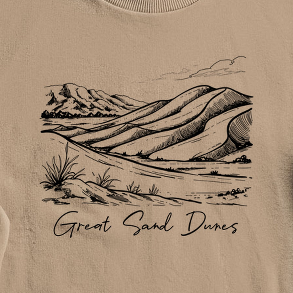 Great Sand Dunes Line Drawing Crewneck Sweatshirt