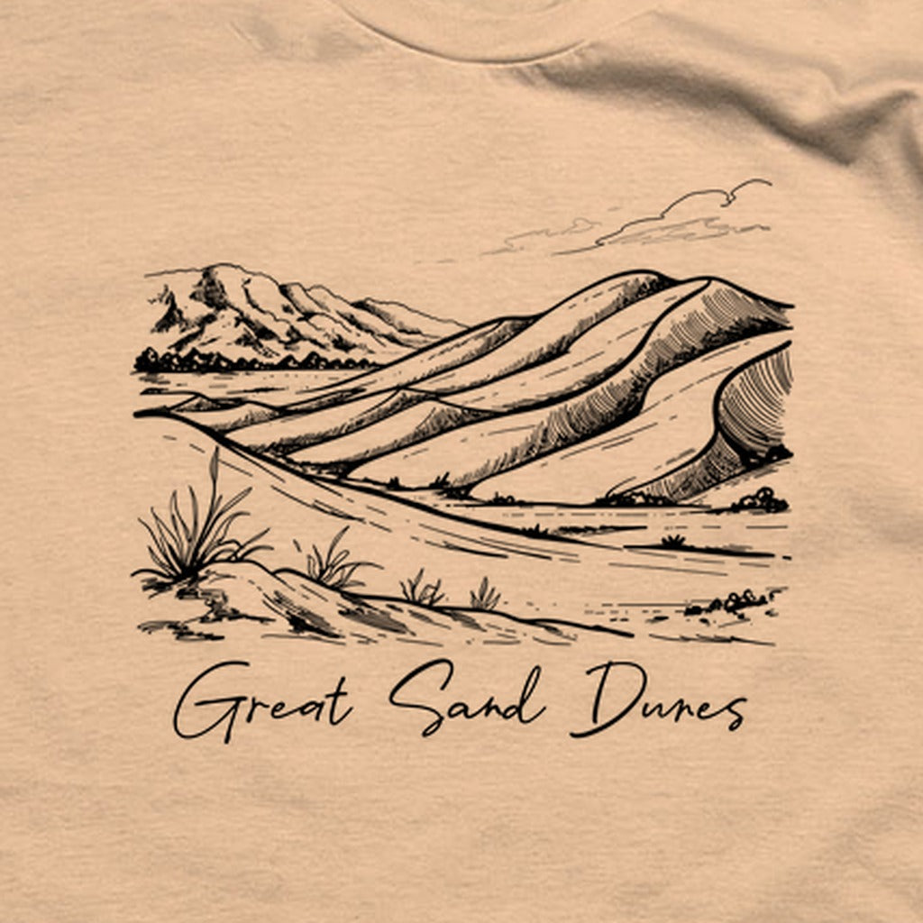 Great Sand Dunes Line Drawing T-Shirt
