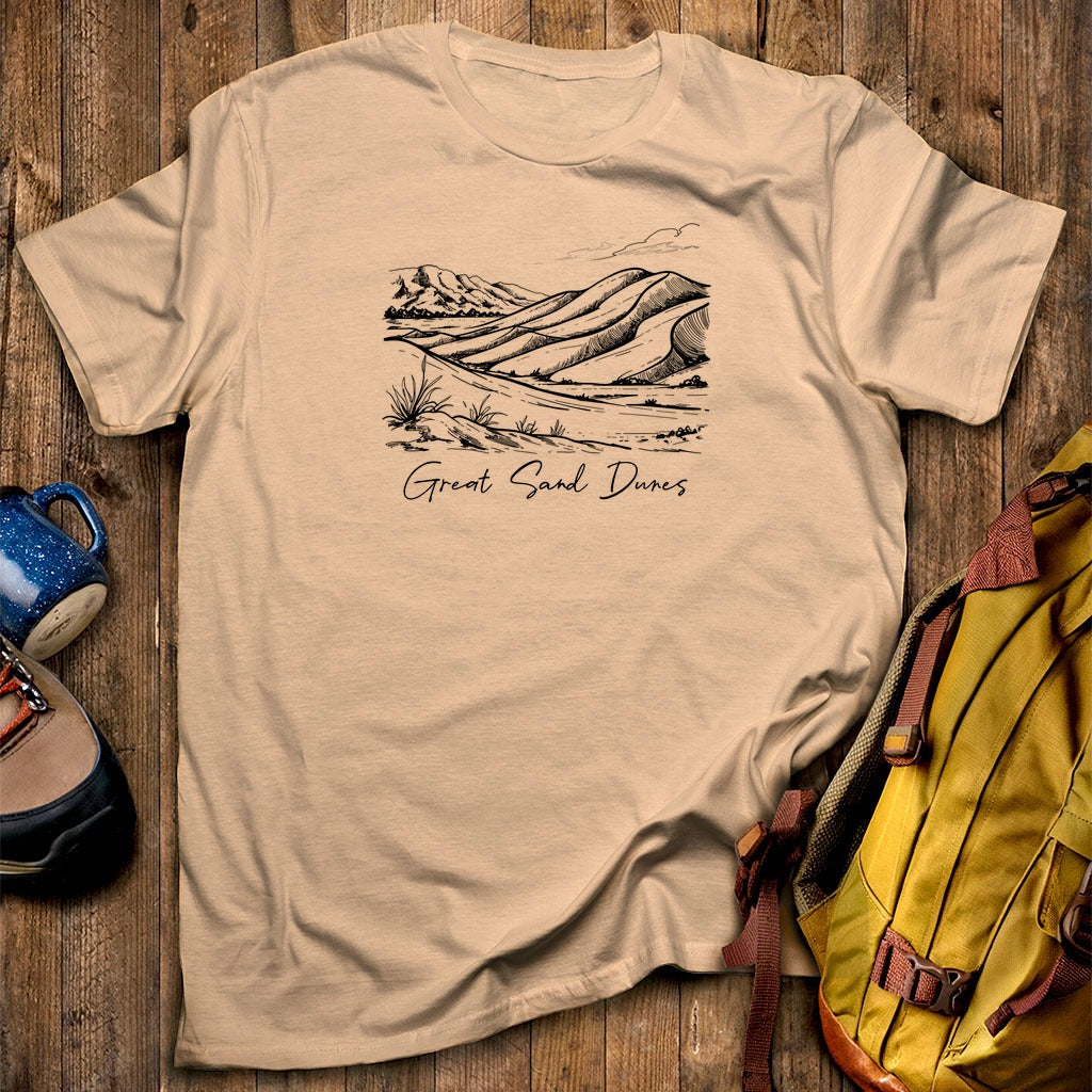 Great Sand Dunes Line Drawing T-Shirt