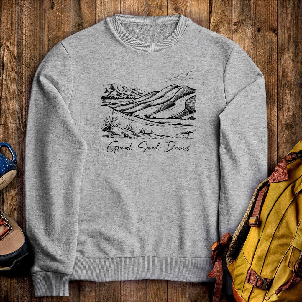 Great Sand Dunes Line Drawing Crewneck Sweatshirt
