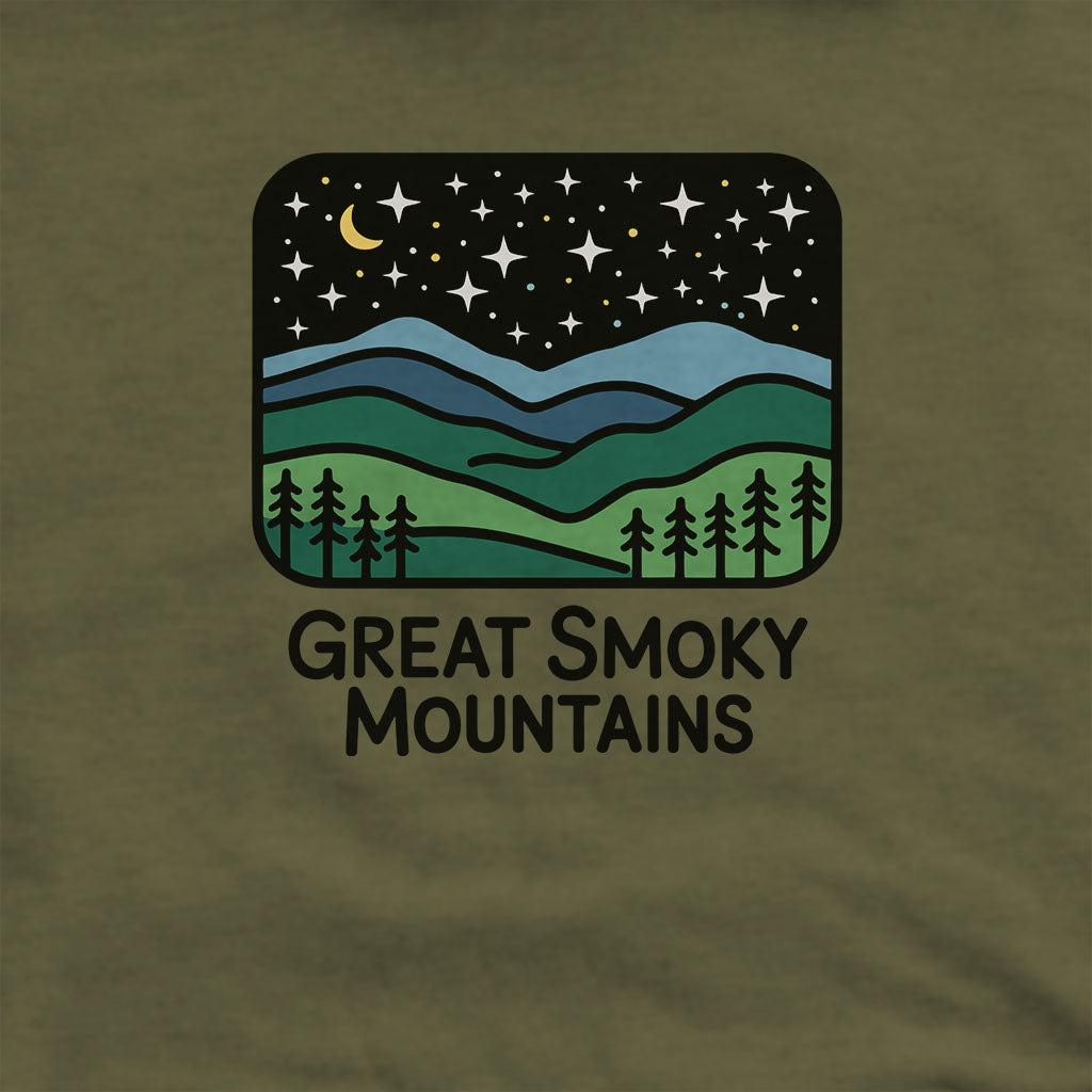Great Smoky Mountains at Night Hoodie Adventure and Outdoors Themed Hoodie