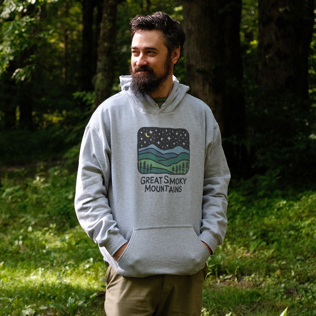 Great Smoky Mountains at Night Hoodie Adventure and Outdoors Themed Hoodie