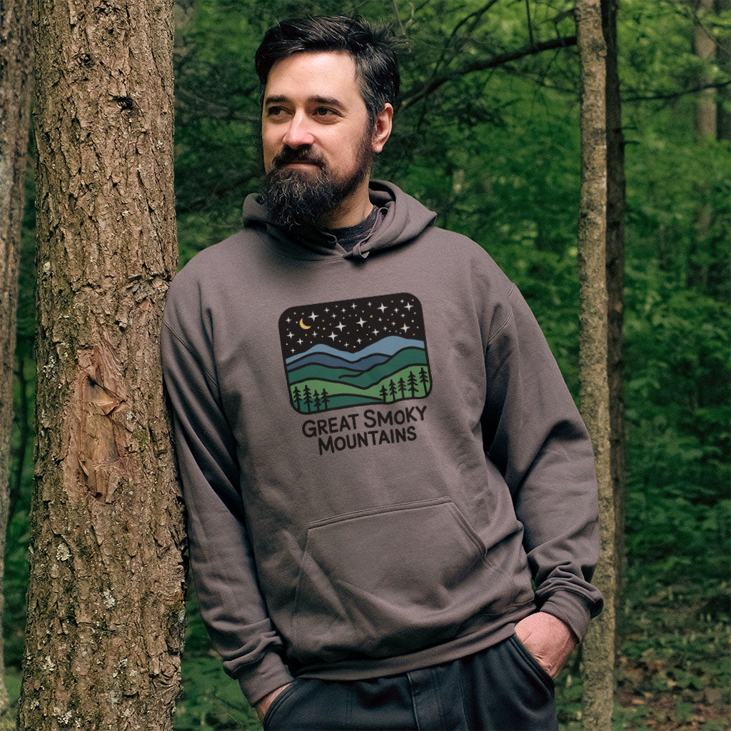 Great Smoky Mountains at Night Hoodie Adventure and Outdoors Themed Hoodie