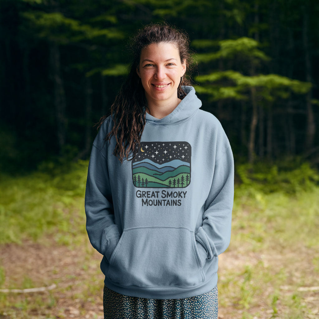 Great Smoky Mountains at Night Hoodie Adventure and Outdoors Themed Hoodie
