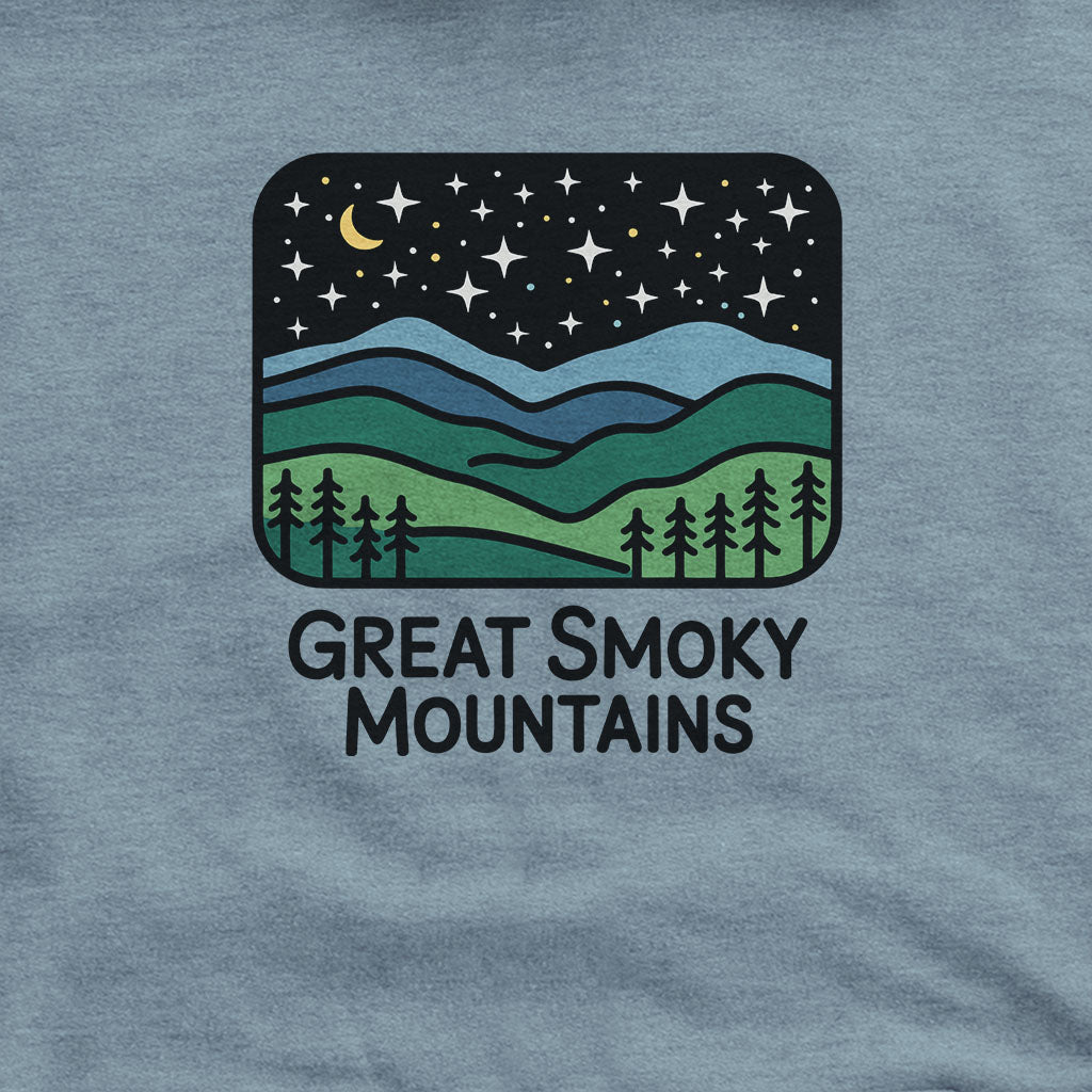 Great Smoky Mountains at Night Hoodie Adventure and Outdoors Themed Hoodie