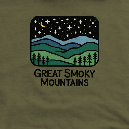 Great Smoky Mountains at Night Crewneck Sweatshirt Adventure and Outdoors Themed Sweatshirt