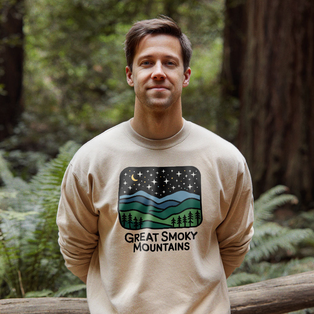 Great Smoky Mountains at Night Crewneck Sweatshirt Adventure and Outdoors Themed Sweatshirt