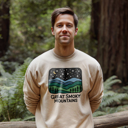 Great Smoky Mountains at Night Crewneck Sweatshirt Adventure and Outdoors Themed Sweatshirt