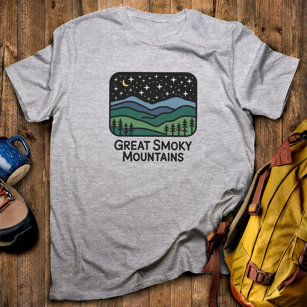 Great Smoky Mountains at Night T-Shirt Sport Grey Adventure and Outdoors Themed T-Shirt