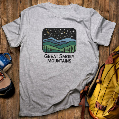 Great Smoky Mountains at Night T-Shirt Sport Grey Adventure and Outdoors Themed T-Shirt