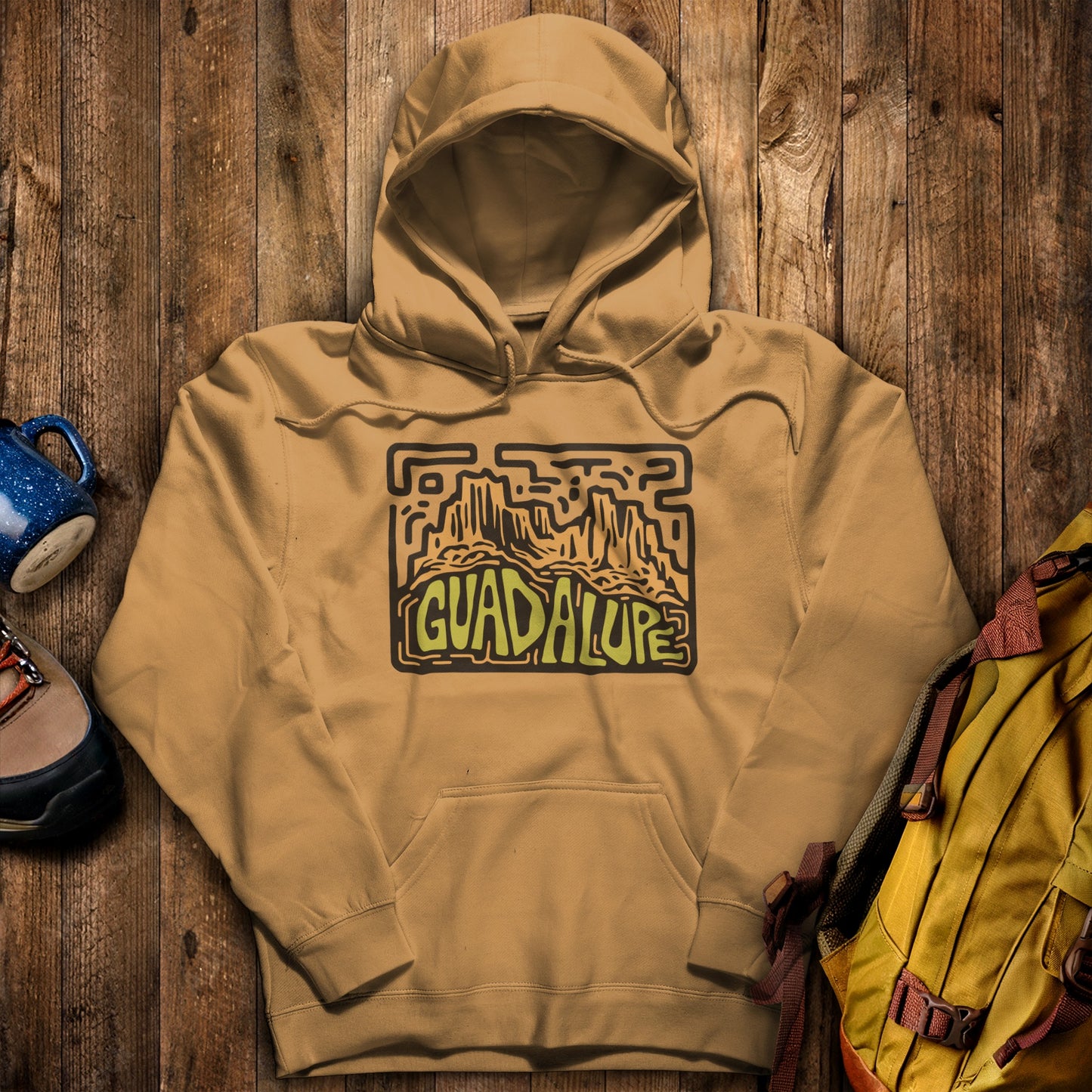 Guadalupe National Park Hoodie Mustard Adventure and Outdoors Themed Hoodie