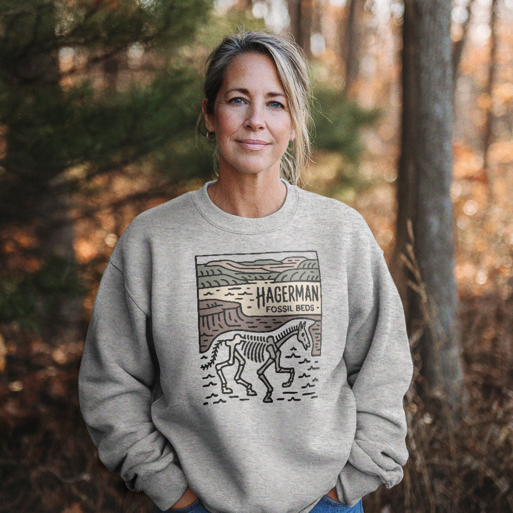 Hagerman Fossil Beds National Monument Crewneck Sweatshirt Adventure and Outdoors Themed Sweatshirt