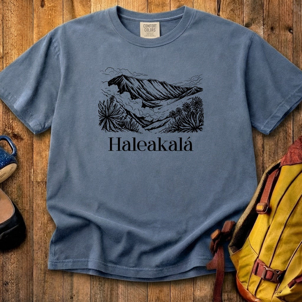 Haleakalā National Park Line Drawing Cotton T-Shirt