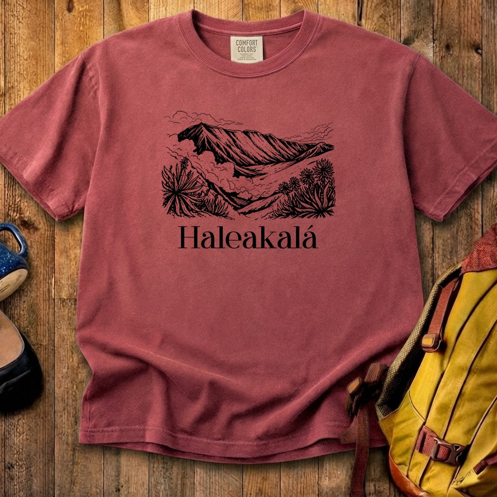 Haleakalā National Park Line Drawing Cotton T-Shirt