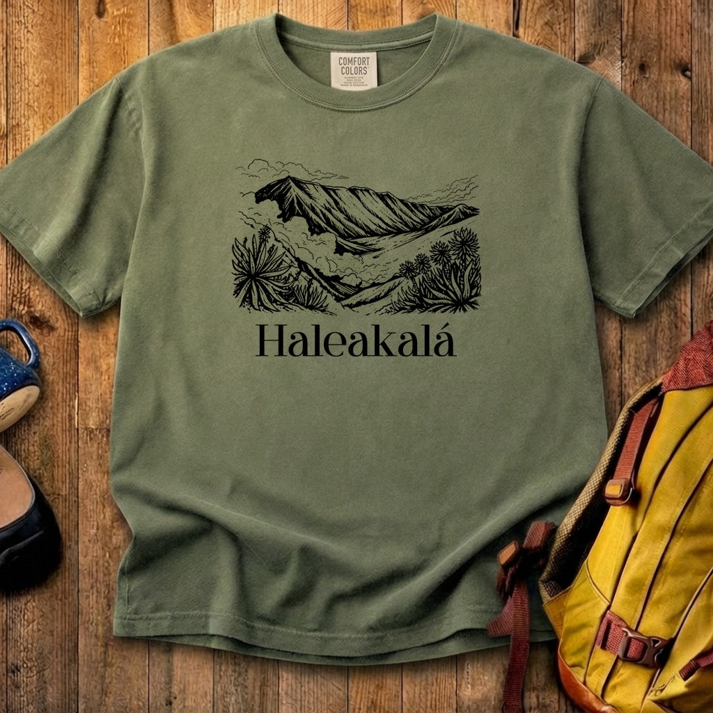 Haleakalā National Park Line Drawing Cotton T-Shirt