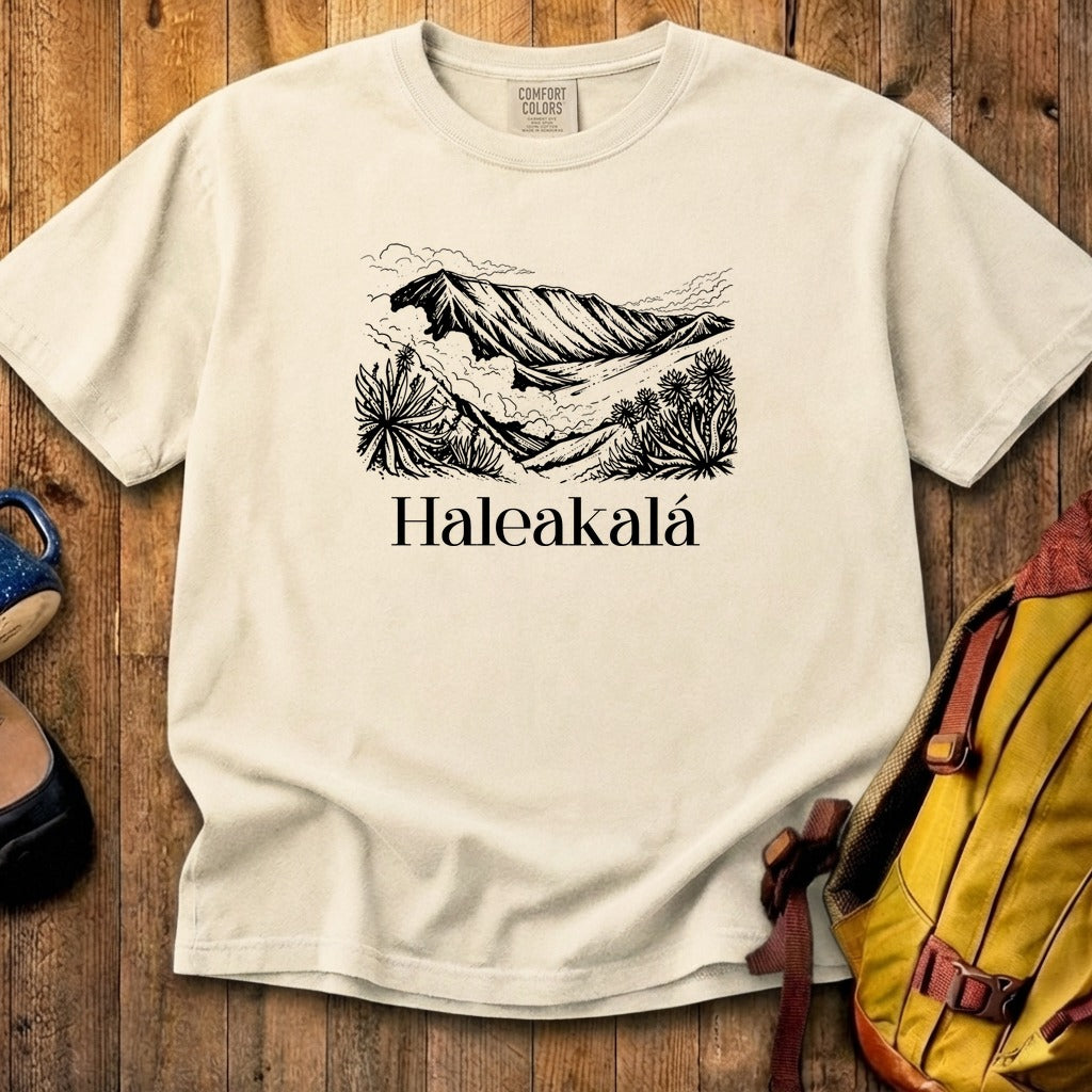 Haleakalā National Park Line Drawing Cotton T-Shirt