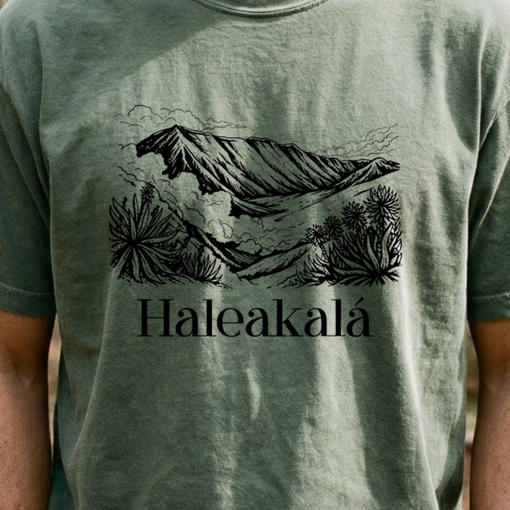 Haleakalā National Park Line Drawing Cotton T-Shirt