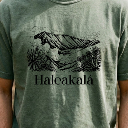 Haleakalā National Park Line Drawing Cotton T-Shirt