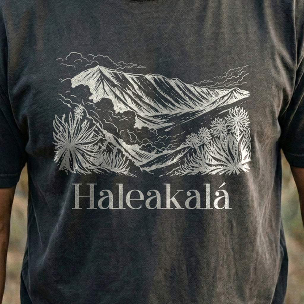 Haleakalā National Park Line Drawing Cotton T-Shirt