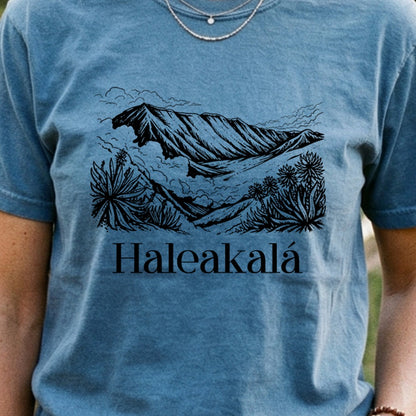 Haleakalā National Park Line Drawing Cotton T-Shirt