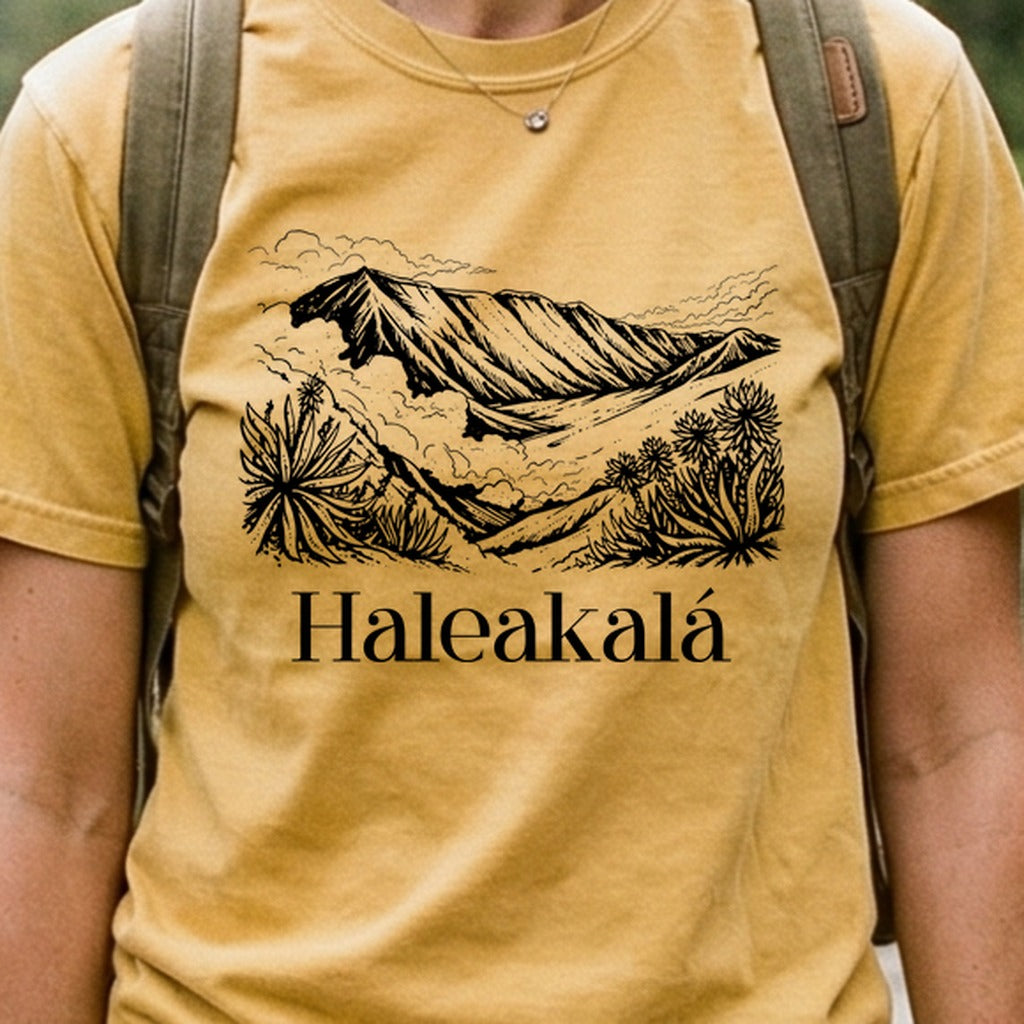 Haleakalā National Park Line Drawing Cotton T-Shirt