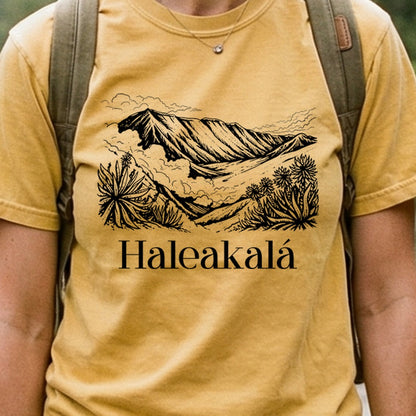 Haleakalā National Park Line Drawing Cotton T-Shirt
