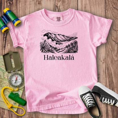 Haleakalā National Park Line Drawing Kids Cotton T-Shirt