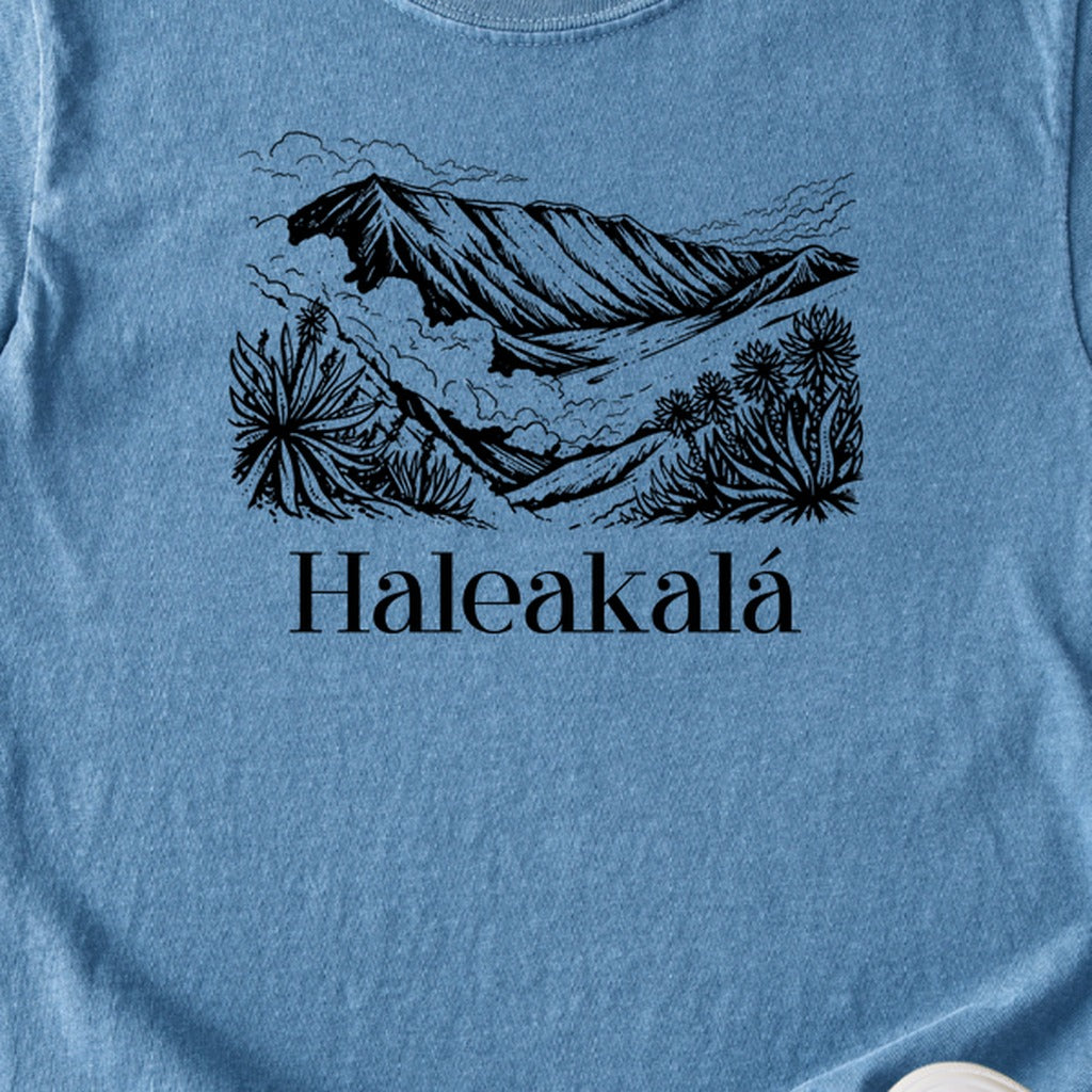 Haleakalā National Park Line Drawing Kids Cotton T-Shirt