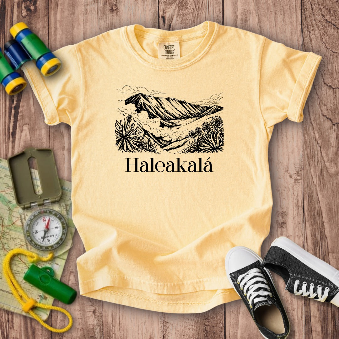 Haleakalā National Park Line Drawing Kids Cotton T-Shirt