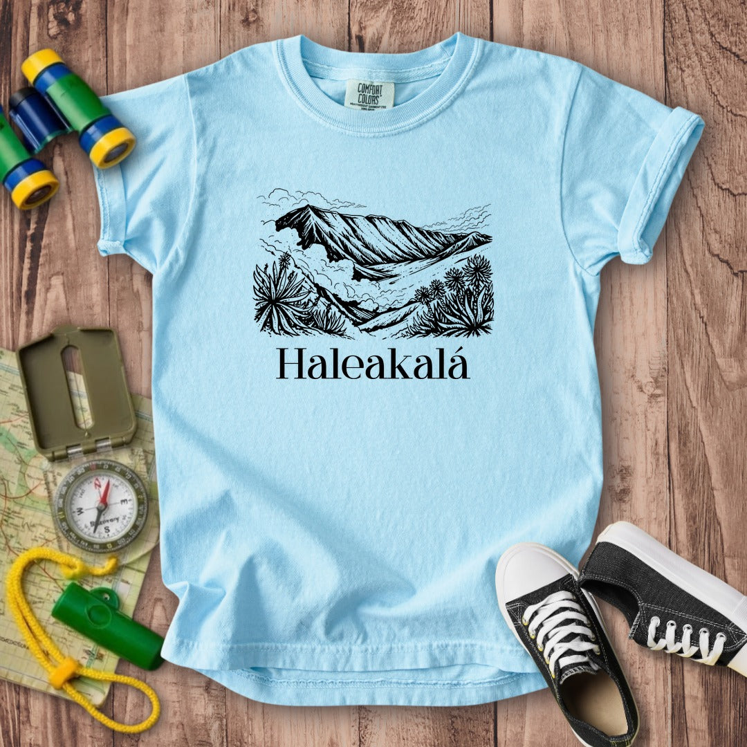 Haleakalā National Park Line Drawing Kids Cotton T-Shirt