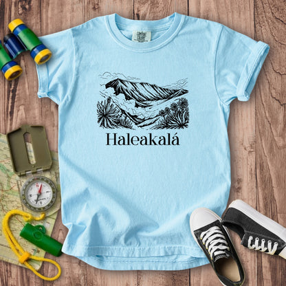 Haleakalā National Park Line Drawing Kids Cotton T-Shirt
