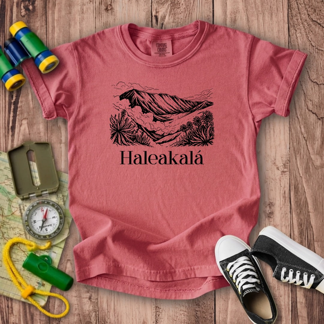 Haleakalā National Park Line Drawing Kids Cotton T-Shirt