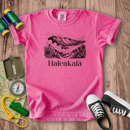 Haleakalā National Park Line Drawing Kids Cotton T-Shirt