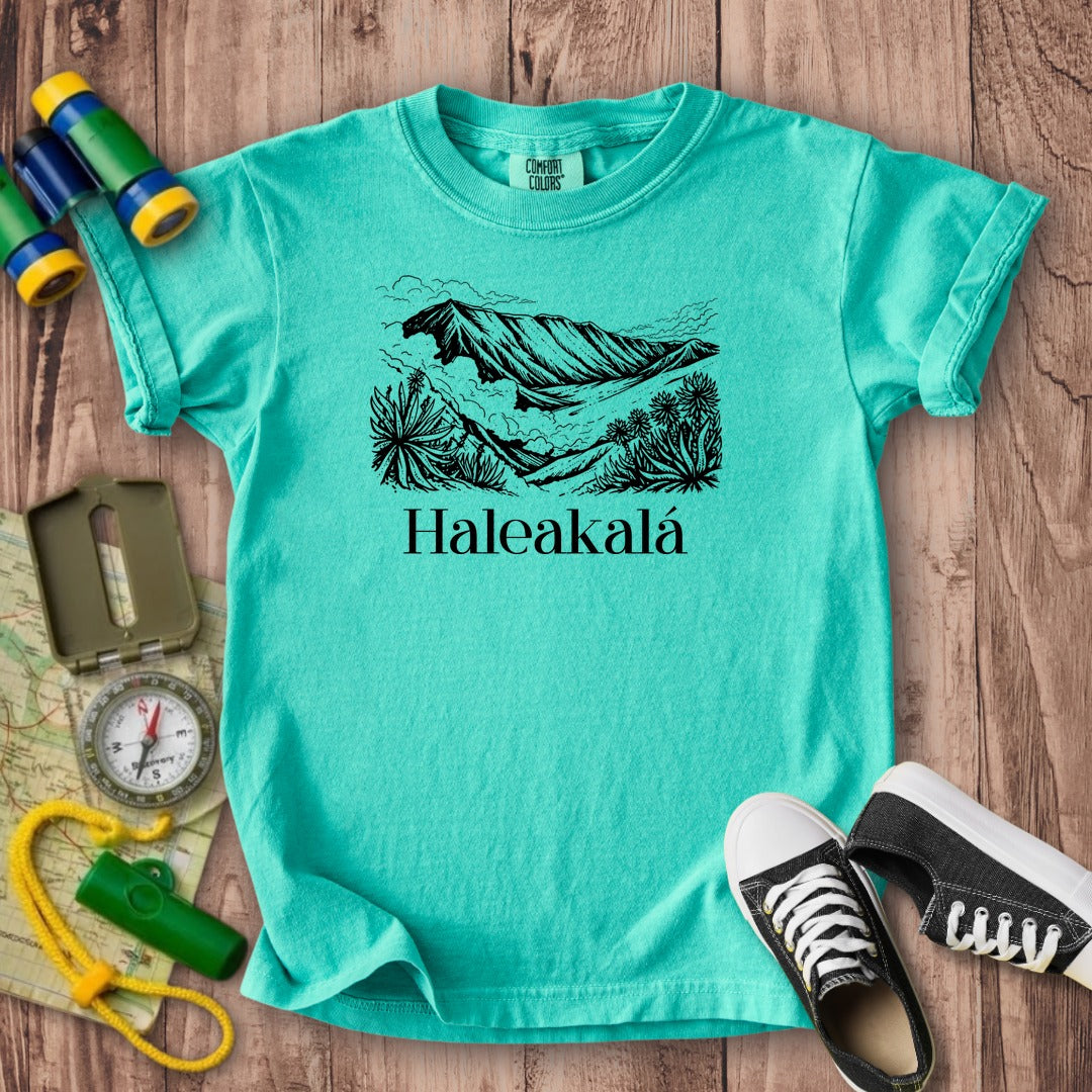 Haleakalā National Park Line Drawing Kids Cotton T-Shirt