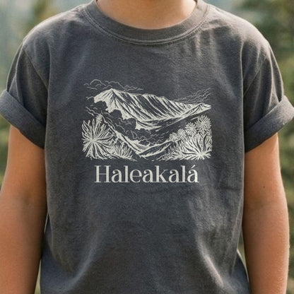 Haleakalā National Park Line Drawing Kids Cotton T-Shirt