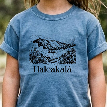 Haleakalā National Park Line Drawing Kids Cotton T-Shirt