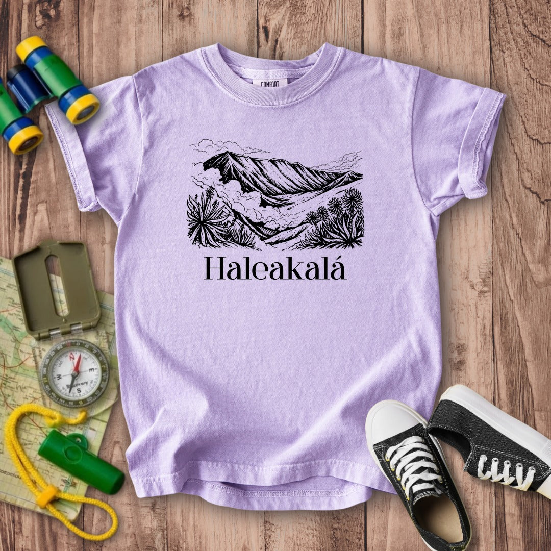 Haleakalā National Park Line Drawing Kids Cotton T-Shirt