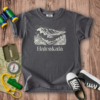 Haleakalā National Park Line Drawing Kids Cotton T-Shirt