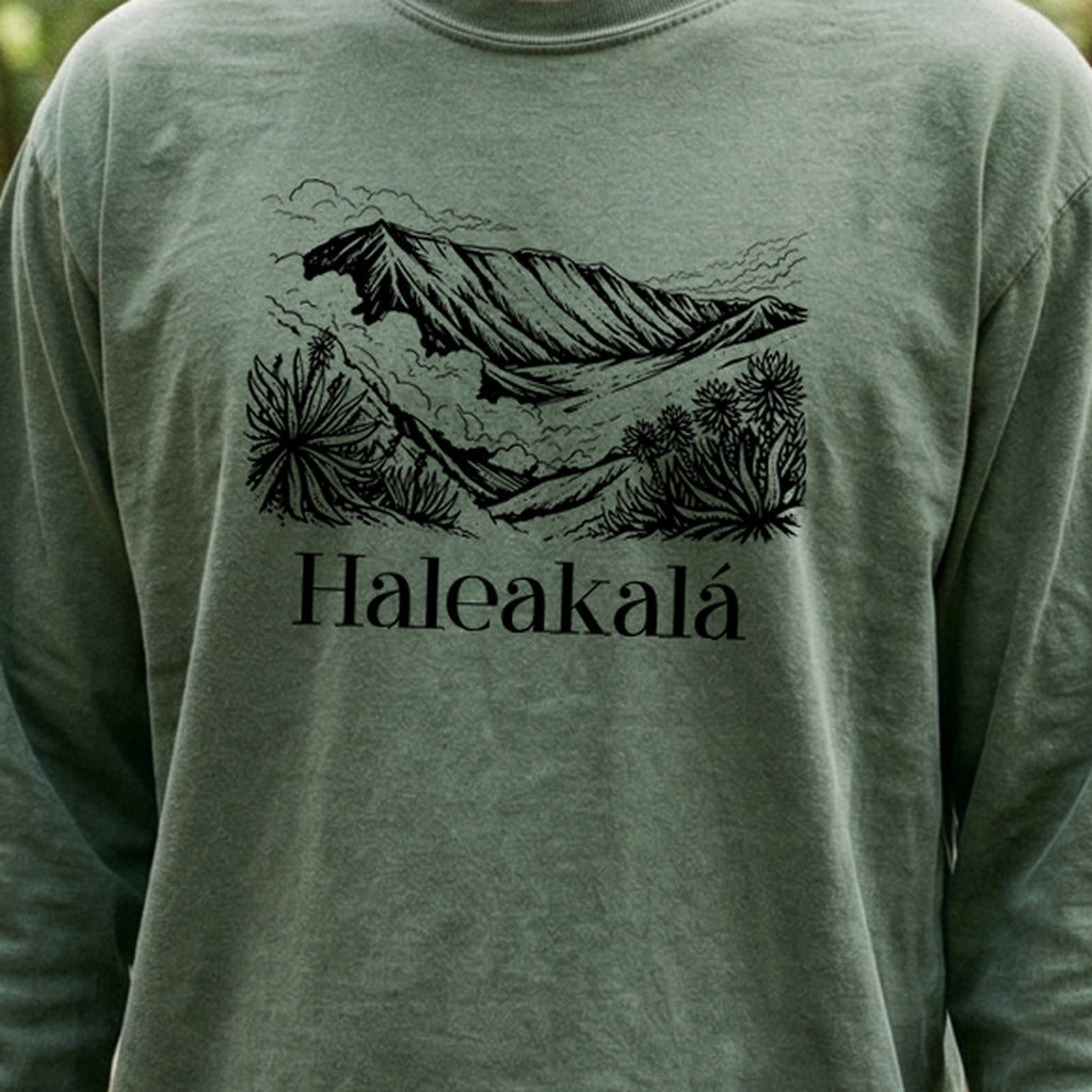 Haleakalā National Park Line Drawing Premium Long Sleeve