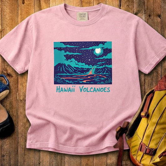 Hawaii Volcanoes at Night Cotton T-Shirt