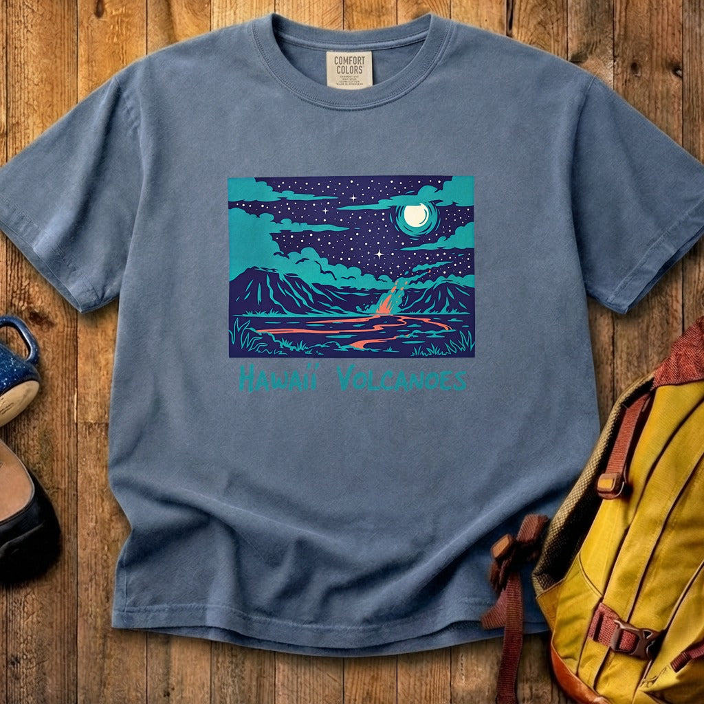Hawaii Volcanoes at Night Cotton T-Shirt