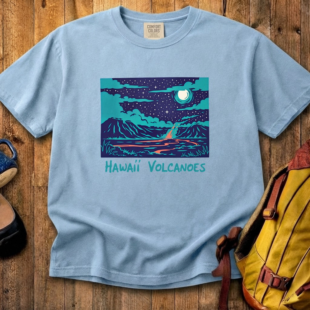 Hawaii Volcanoes at Night Cotton T-Shirt