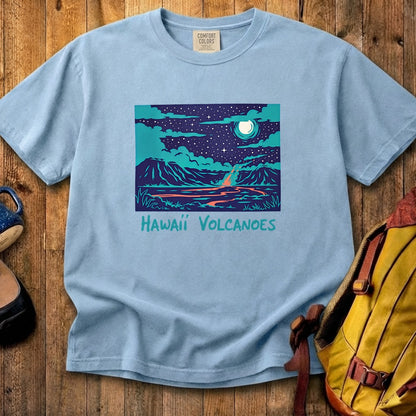 Hawaii Volcanoes at Night Cotton T-Shirt
