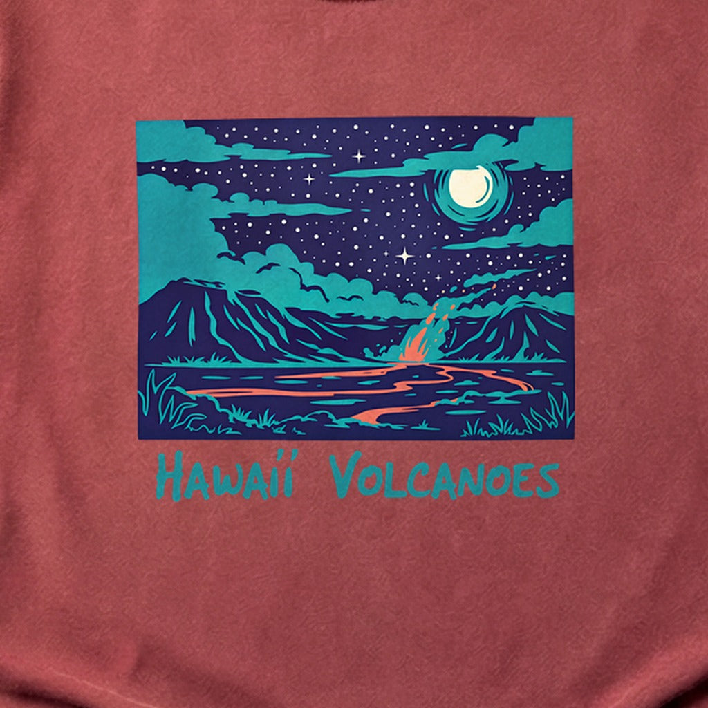 Hawaii Volcanoes at Night Cotton T-Shirt