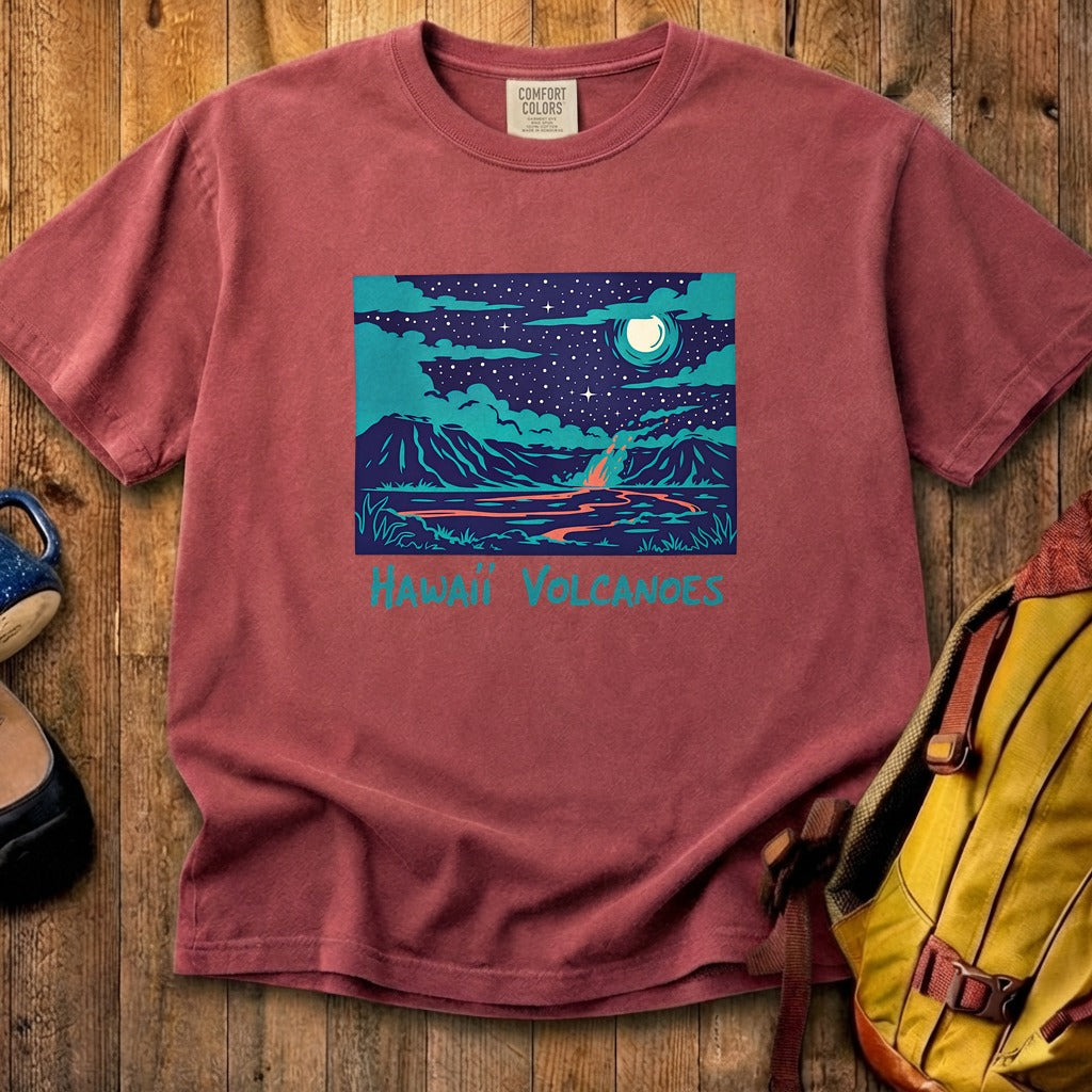 Hawaii Volcanoes at Night Cotton T-Shirt