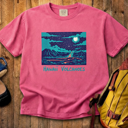Hawaii Volcanoes at Night Cotton T-Shirt