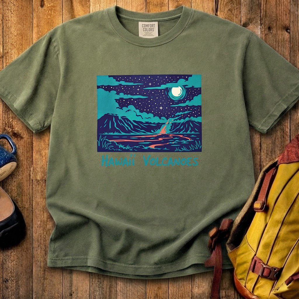 Hawaii Volcanoes at Night Cotton T-Shirt
