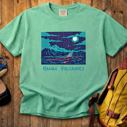Hawaii Volcanoes at Night Cotton T-Shirt