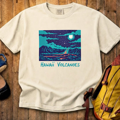 Hawaii Volcanoes at Night Cotton T-Shirt